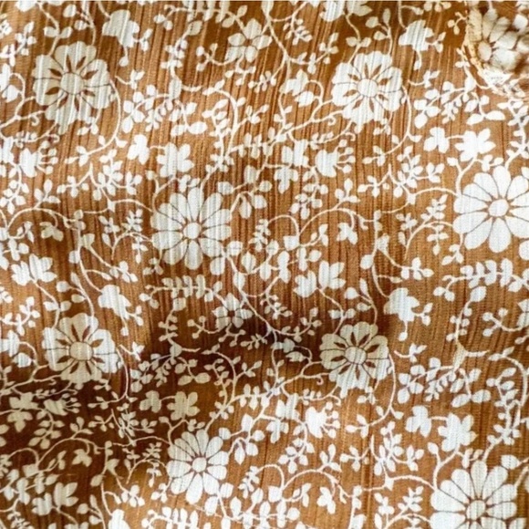 Sezane Olivia Long Sleeve Mini Dress in Flora Moka Brown Size 42 US 10 - Picture 10 of 13